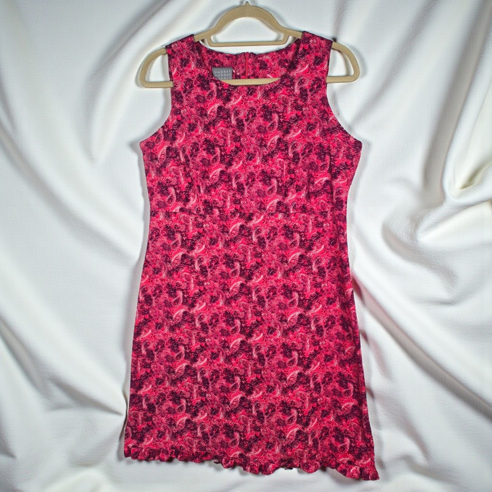 Rabbit Rabbit Rabbit Designs Shift Dress Woman 12 Pink Paisley Lettuce Hem USA